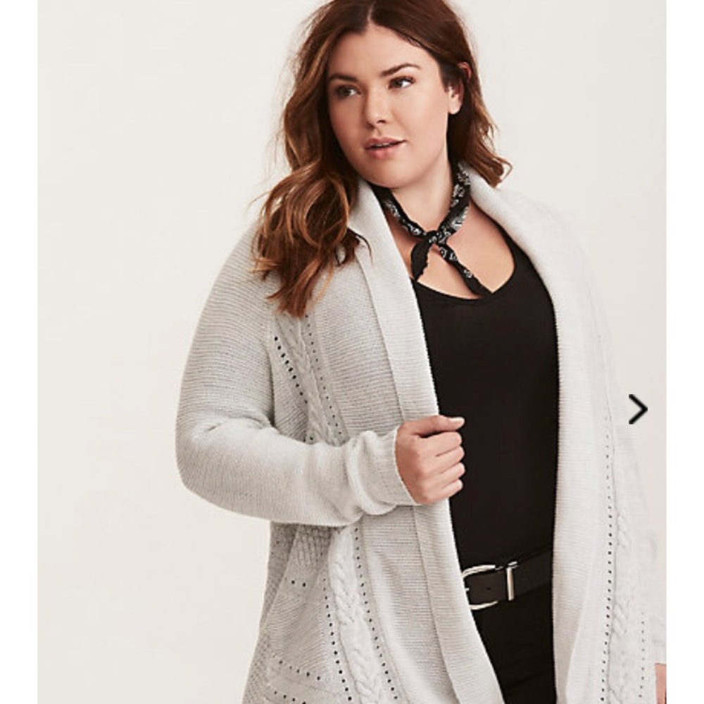 Torrid shawl collar open front sweater size 3